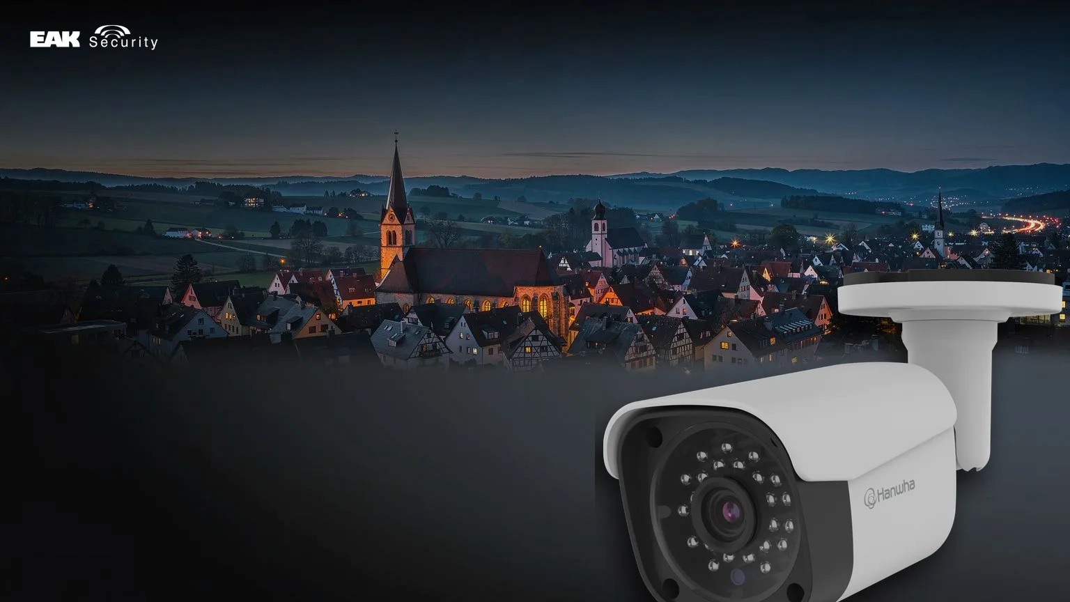 Sicherheitstechnik Engen — EAK Security Sicherheitstechnik in Engen — EAK Security, Überwachungskamera vor der Stadtkulisse von Engen